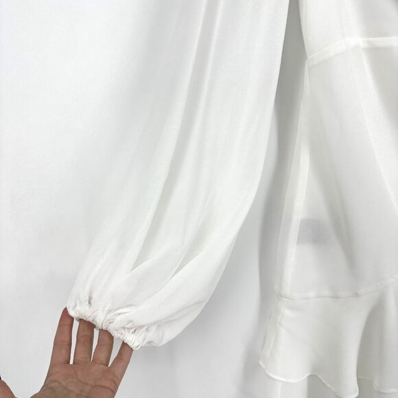 NWT Michael Costello Revolve Sunny One Sleeve Front Slit Mini Dress White Medium - Picture 4 of 12